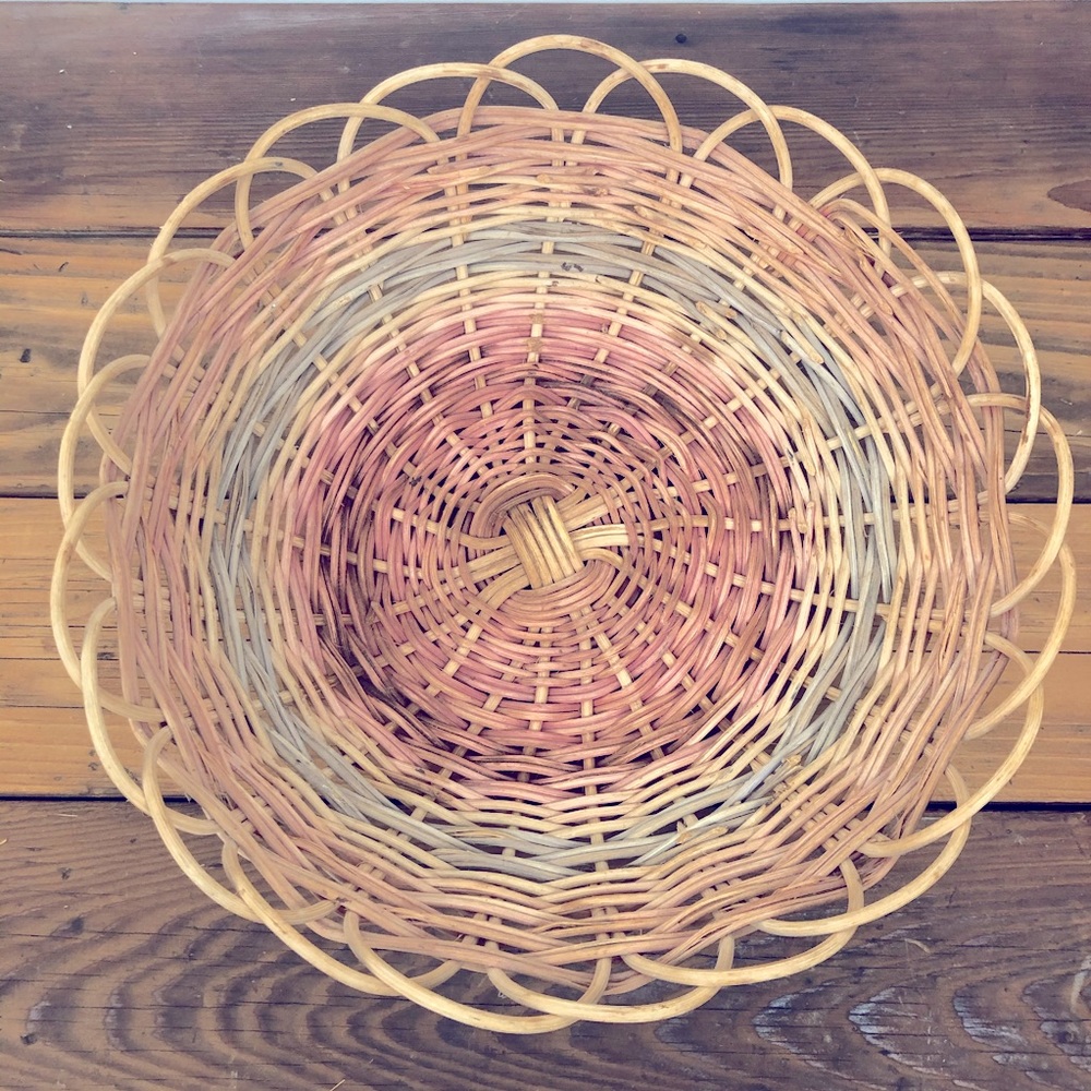 Handmade Hand dyed Boho basket one of a kind Cottagecore